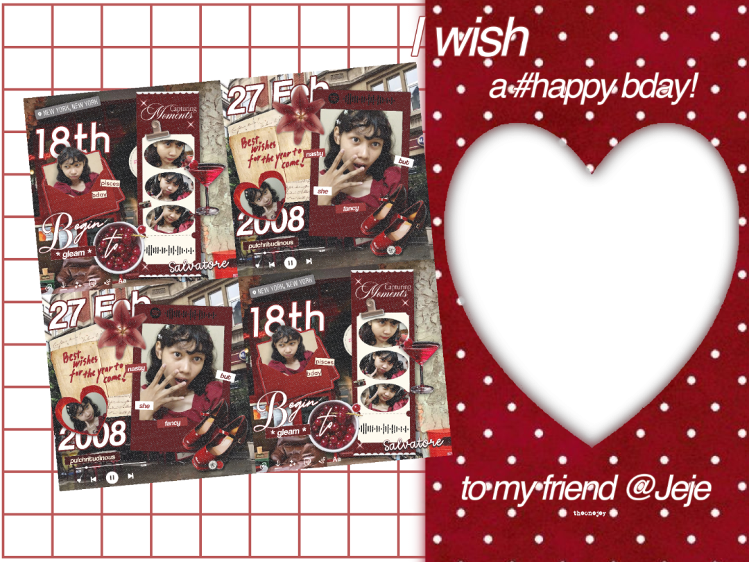 Red frame of Jeje's bday!